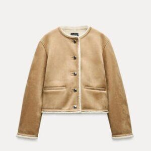 DOUBLE-FACED GOLD BUTTONS JACKET taupe brown